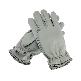 Leather Gloves, CE motorcycle approved, White