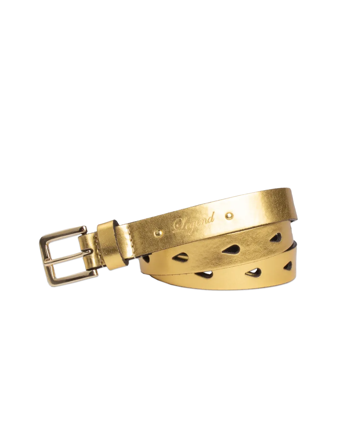 Leather Punch Hole Belt - Yellow Gold