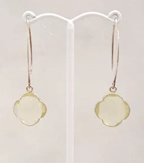 Lemon Quartz Single Gem Drop V-hook Earrings