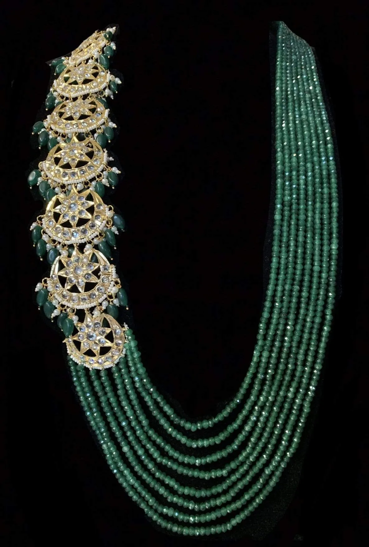 LN82 Darika Multi brooch necklace set ( GREEN ) ( SHIPS IN 4 WEEKS  )