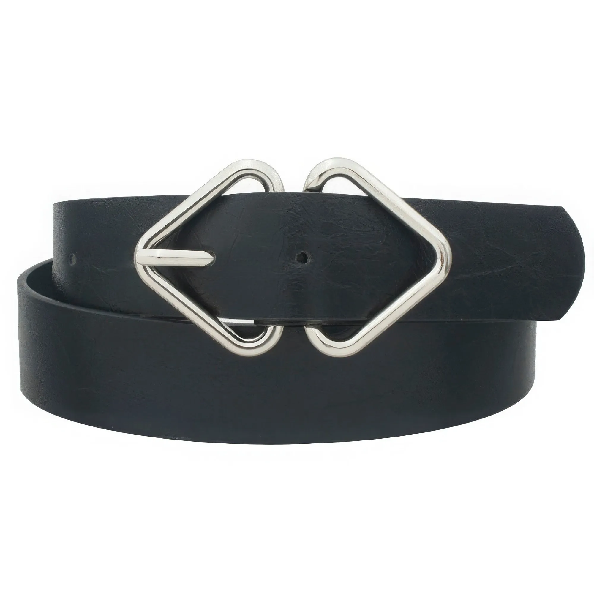 Mirrored Triangle Cracked Pu Buckle Belt