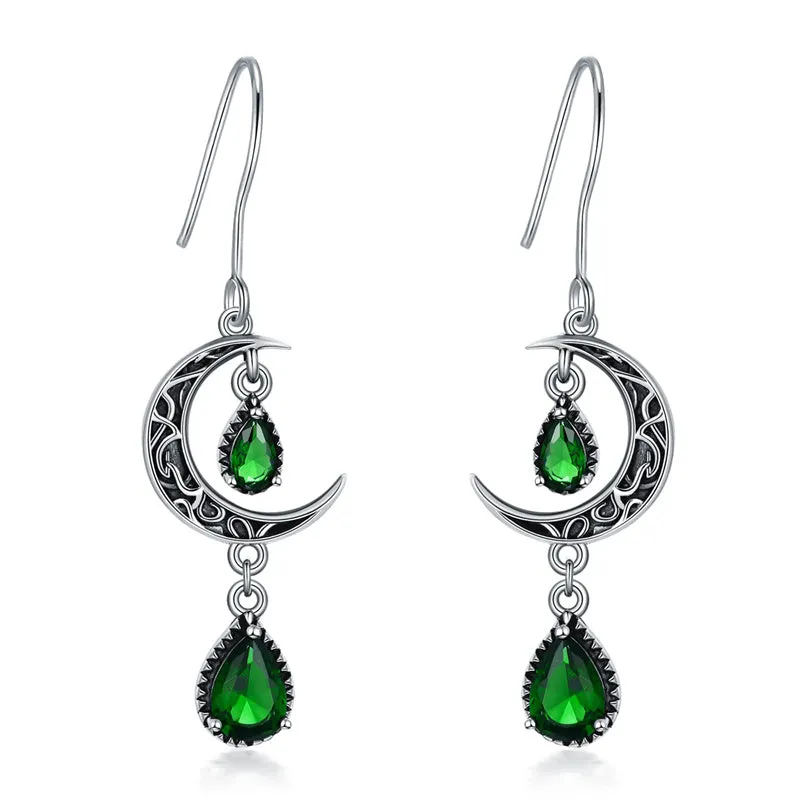 Moon Earrings for Women 925 Sterling Silver Celtic Moon Dangle Drop Earrings Celtic Jewelry Gifts for Women Girls