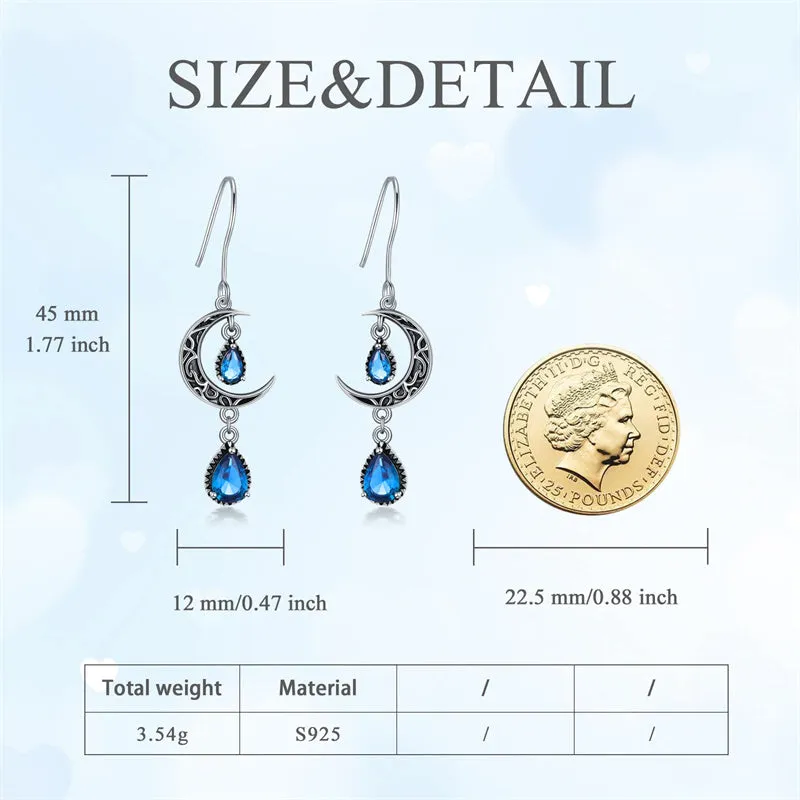 Moon Earrings for Women 925 Sterling Silver Celtic Moon Dangle Drop Earrings Celtic Jewelry Gifts for Women Girls