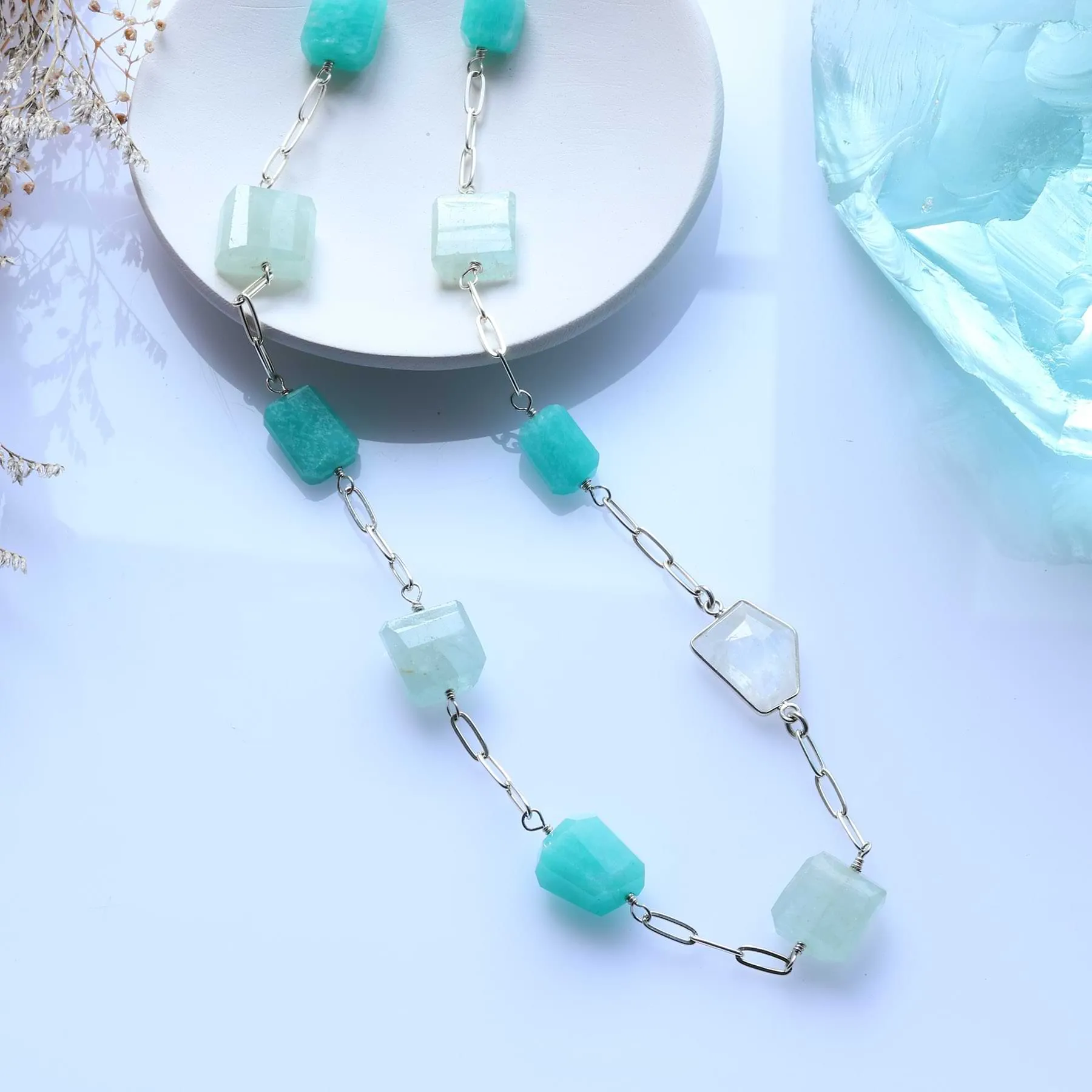 On Vacation - Chunky Aquamarine, Amazonite and Moonstone Necklace