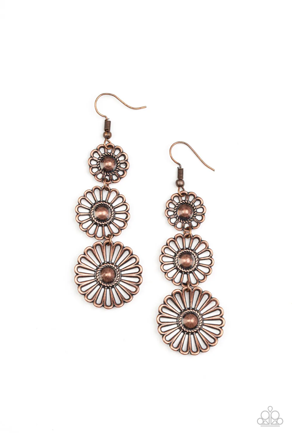 Paparazzi Gazebo Garden - Copper Daisies Floral Earrings