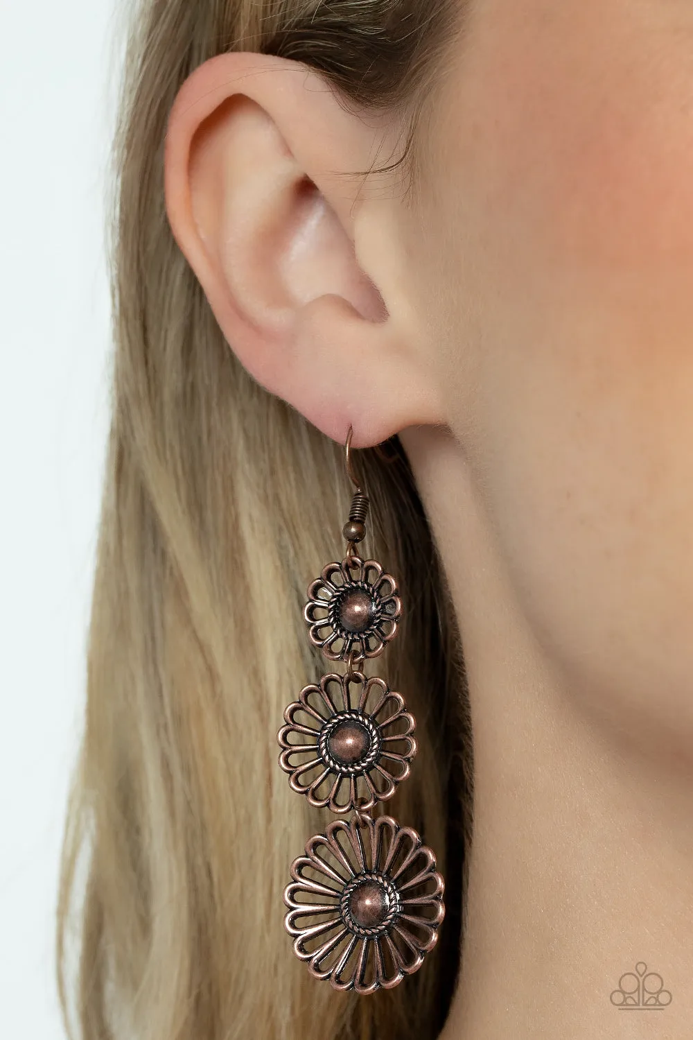 Paparazzi Gazebo Garden - Copper Daisies Floral Earrings