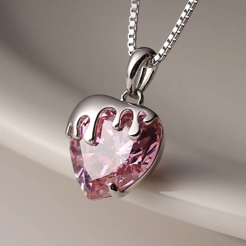 Pink Crystal Heart Necklace MK18665