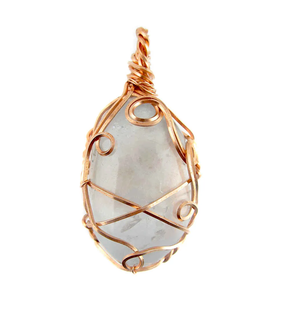 Polished Blue Celestite Pendant Necklace, Copper Wire-Wrapped, with 20 Chain, Handmade  #8