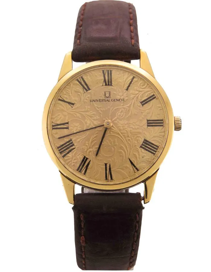 Pre-Owned Universal-Geneve Mechanical -18K Yellow Gold - Tapestry Dial - Leather