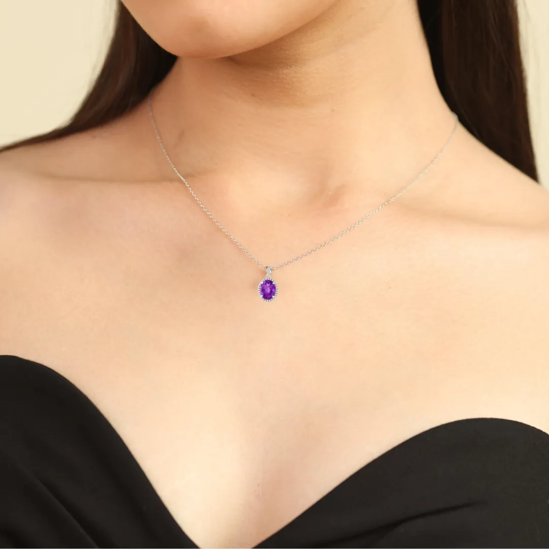 Purple Amethyst Pendant Necklace