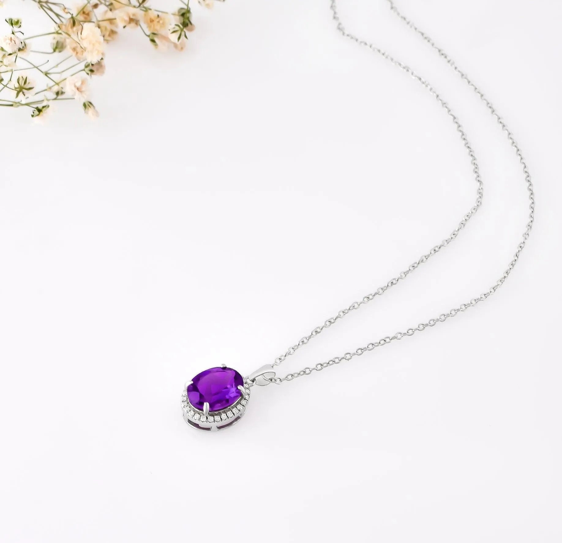 Purple Amethyst Pendant Necklace