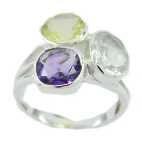 Riyo Charming Gemstones Multi Stone Silver Rings Black Gold Jewelry