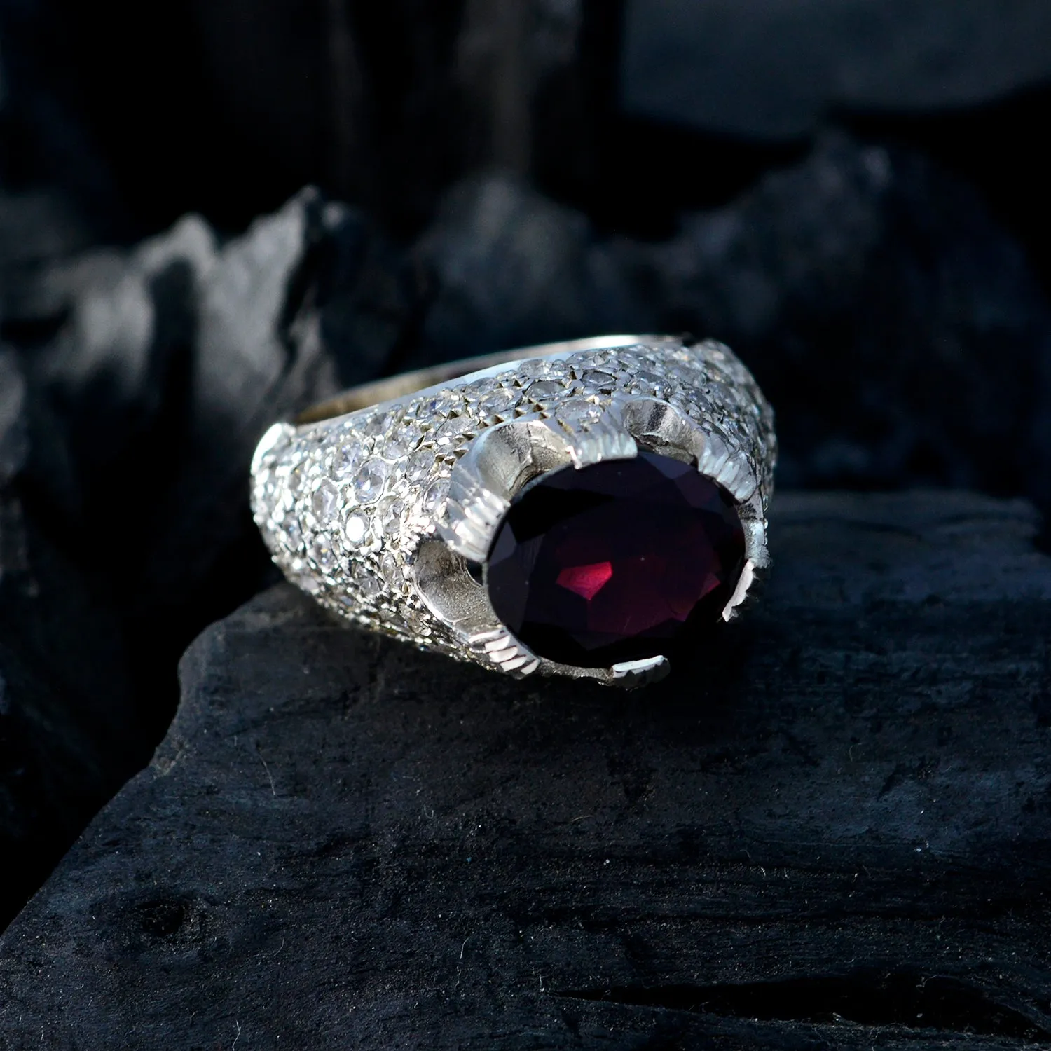 Riyo Dollish Gemstone Garnet 925 Silver Ring Gift For Boxing Day