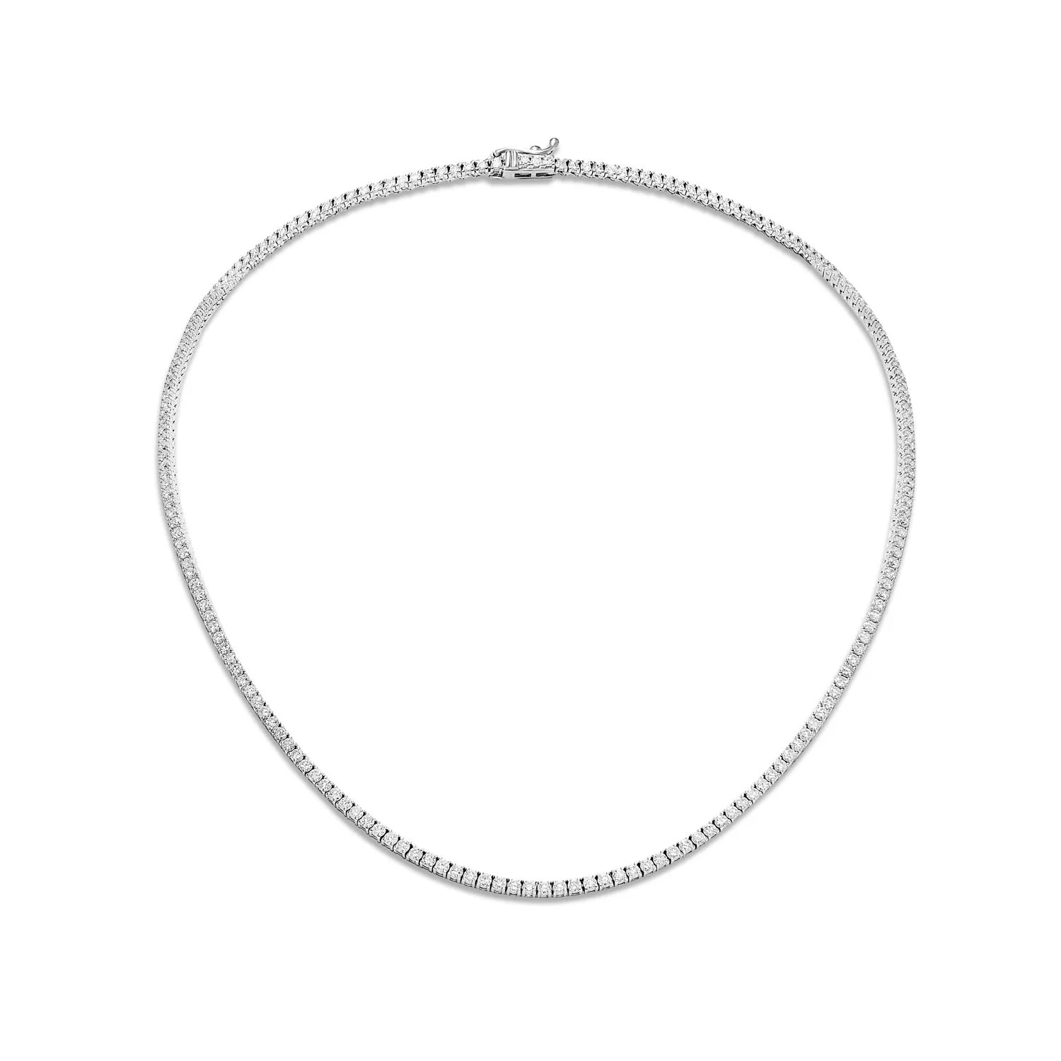 Roselyn 7 Carat Round Brilliant Diamond Tennis Necklace in 14kt White Gold By Mike Nekta