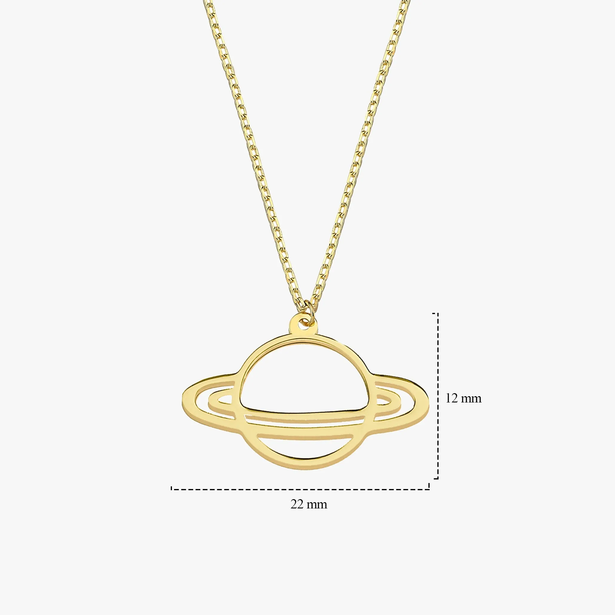 Saturn Necklace| 14K Solid Gold