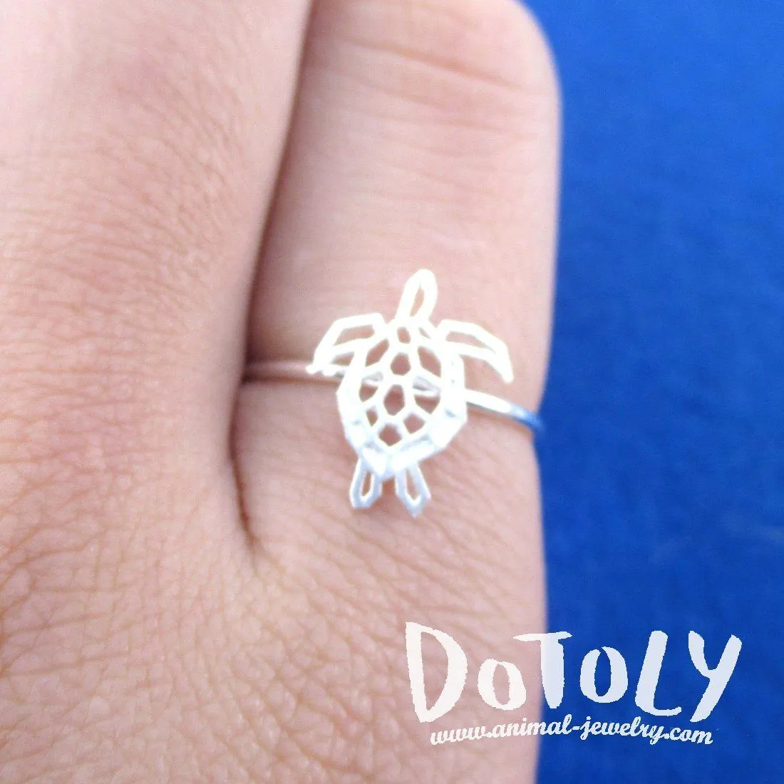 Sea Turtle Tortoise Shaped Adjustable Ring in Silver