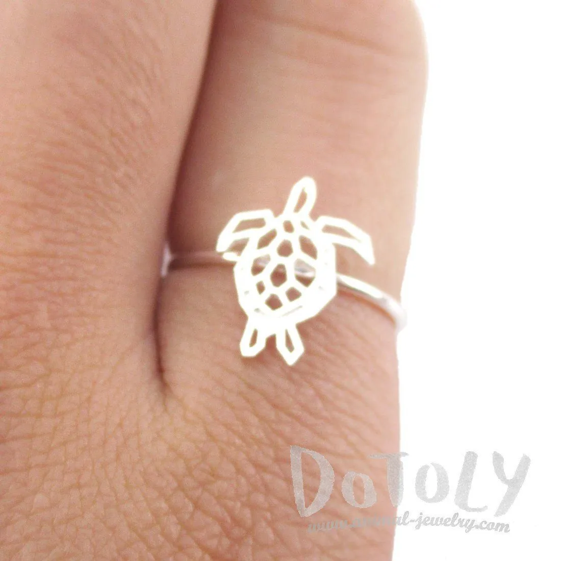 Sea Turtle Tortoise Shaped Adjustable Ring in Silver