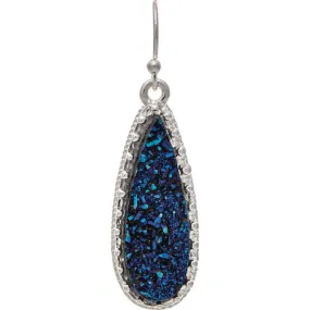 Silver Blue Druzy Teardrop Earrings