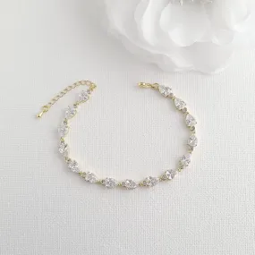 Small CZ Teardrop Gold Wedding Bracelet-Ivy