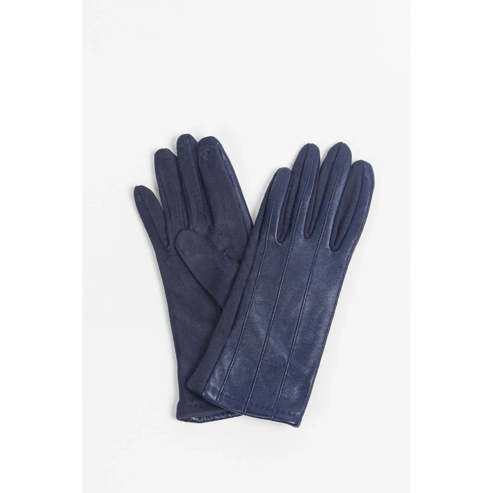 Soft Navy Coloured Faux Leather Gloves