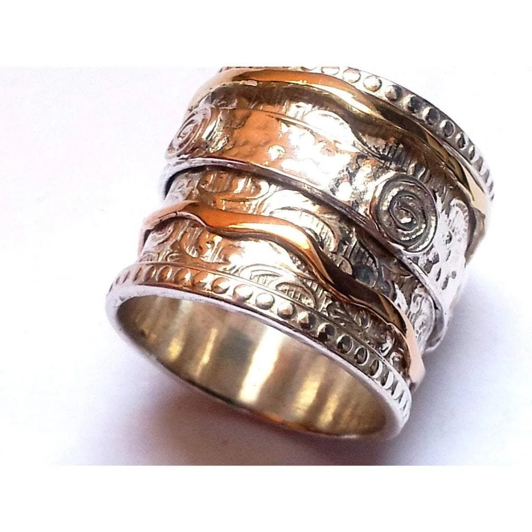 Spinner ring for woman, spinning ring, silver and gold spinner rings jewellery