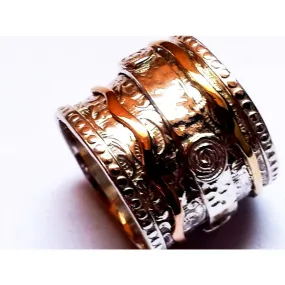 Spinner ring for woman, spinning ring, silver and gold spinner rings jewellery