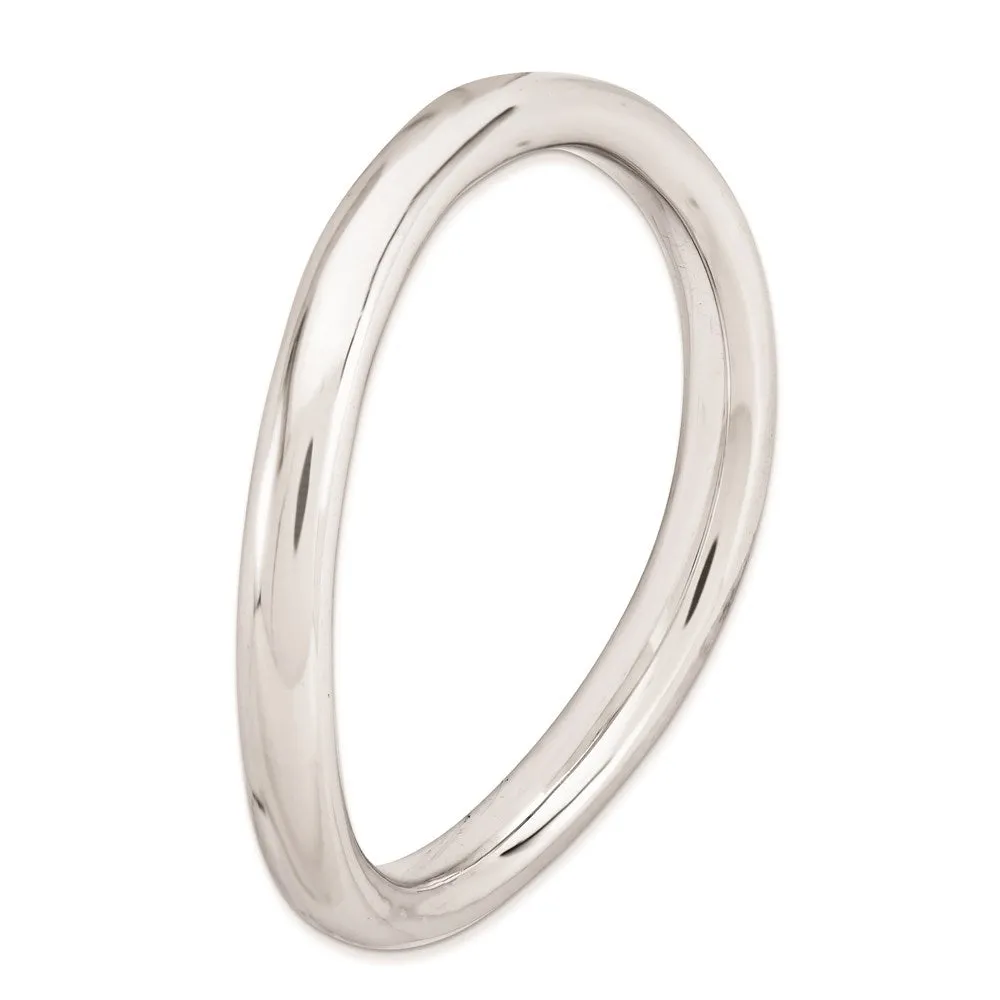 Stackable Expressions Polished Rhodium-plate Wave Ring in Sterling Silver