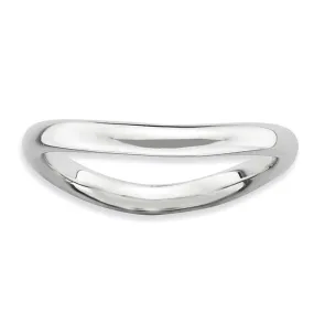 Stackable Expressions Polished Rhodium-plate Wave Ring in Sterling Silver