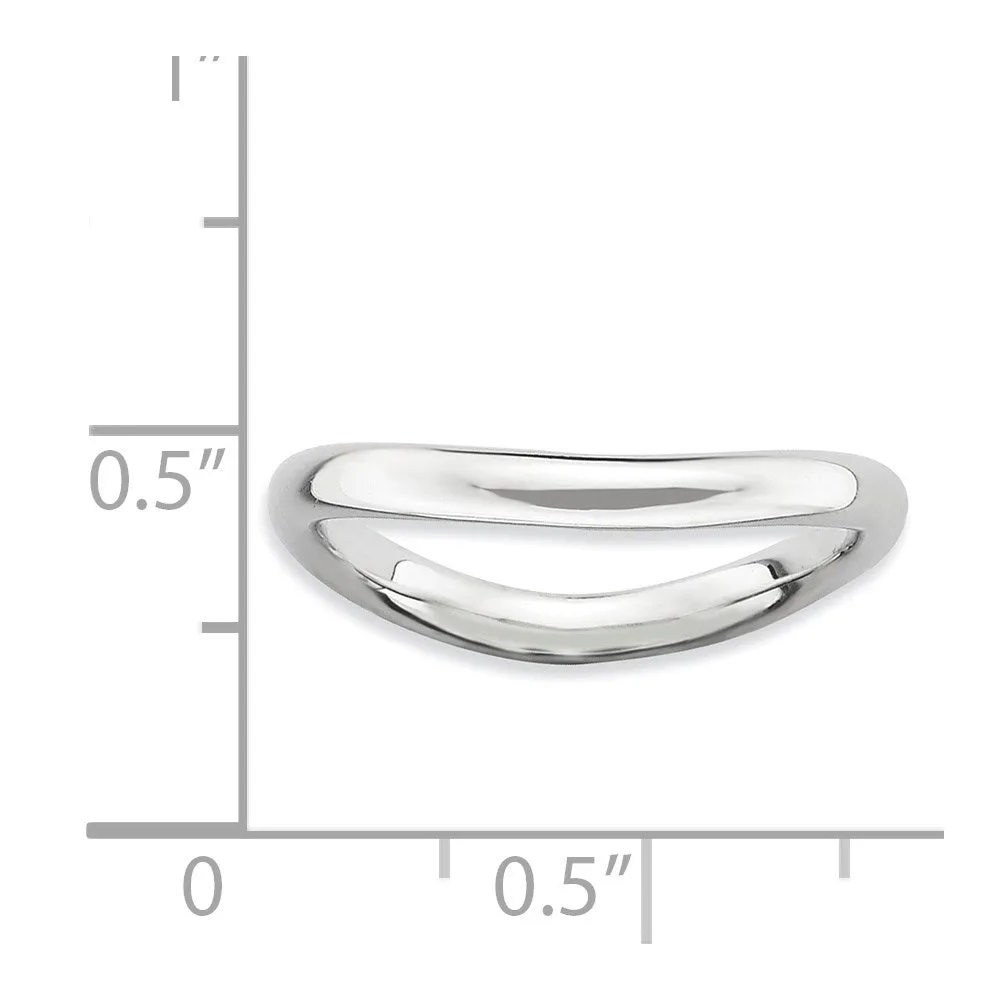 Stackable Expressions Polished Rhodium-plate Wave Ring in Sterling Silver