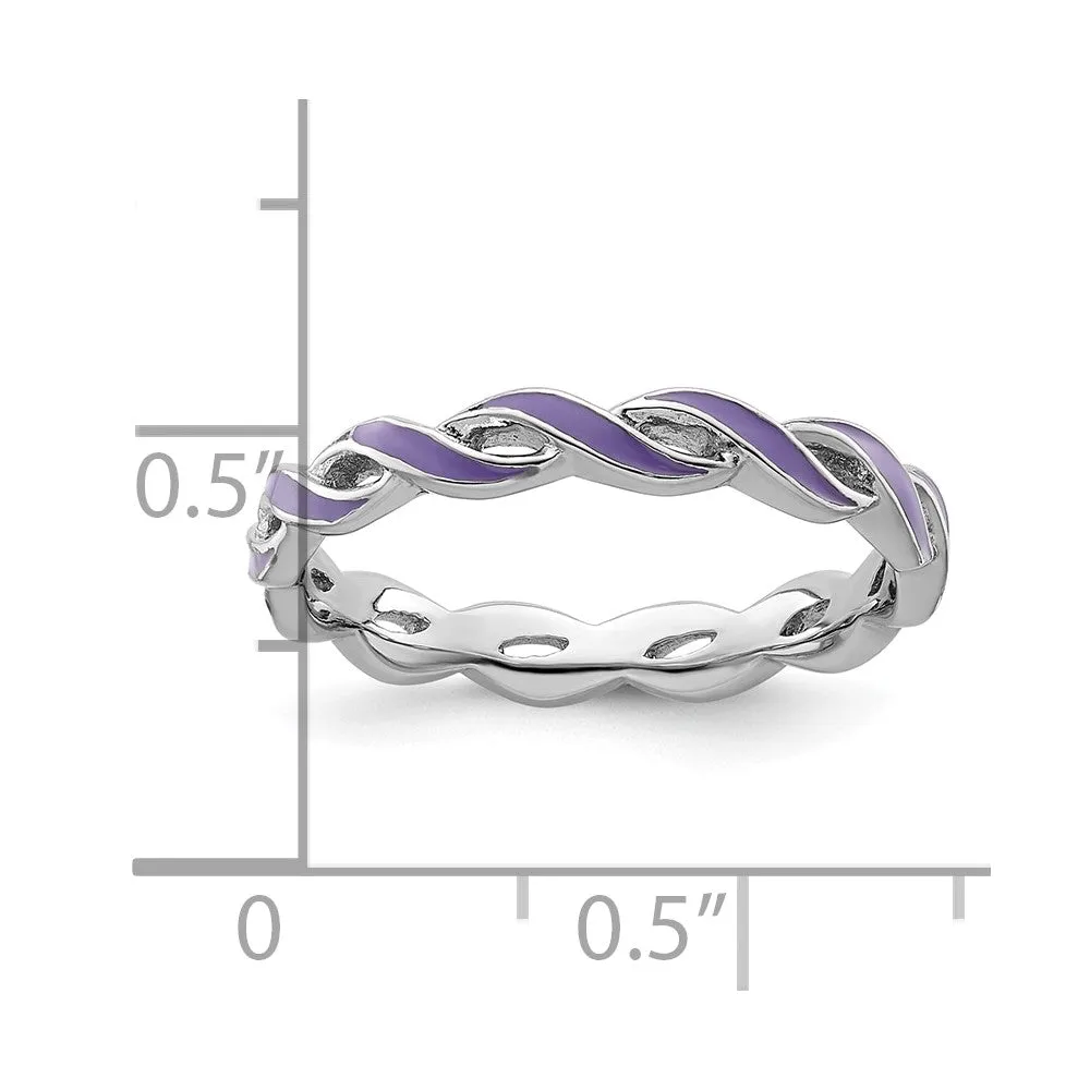 Stackable Expressions Purple Enamel Ring in Sterling Silver