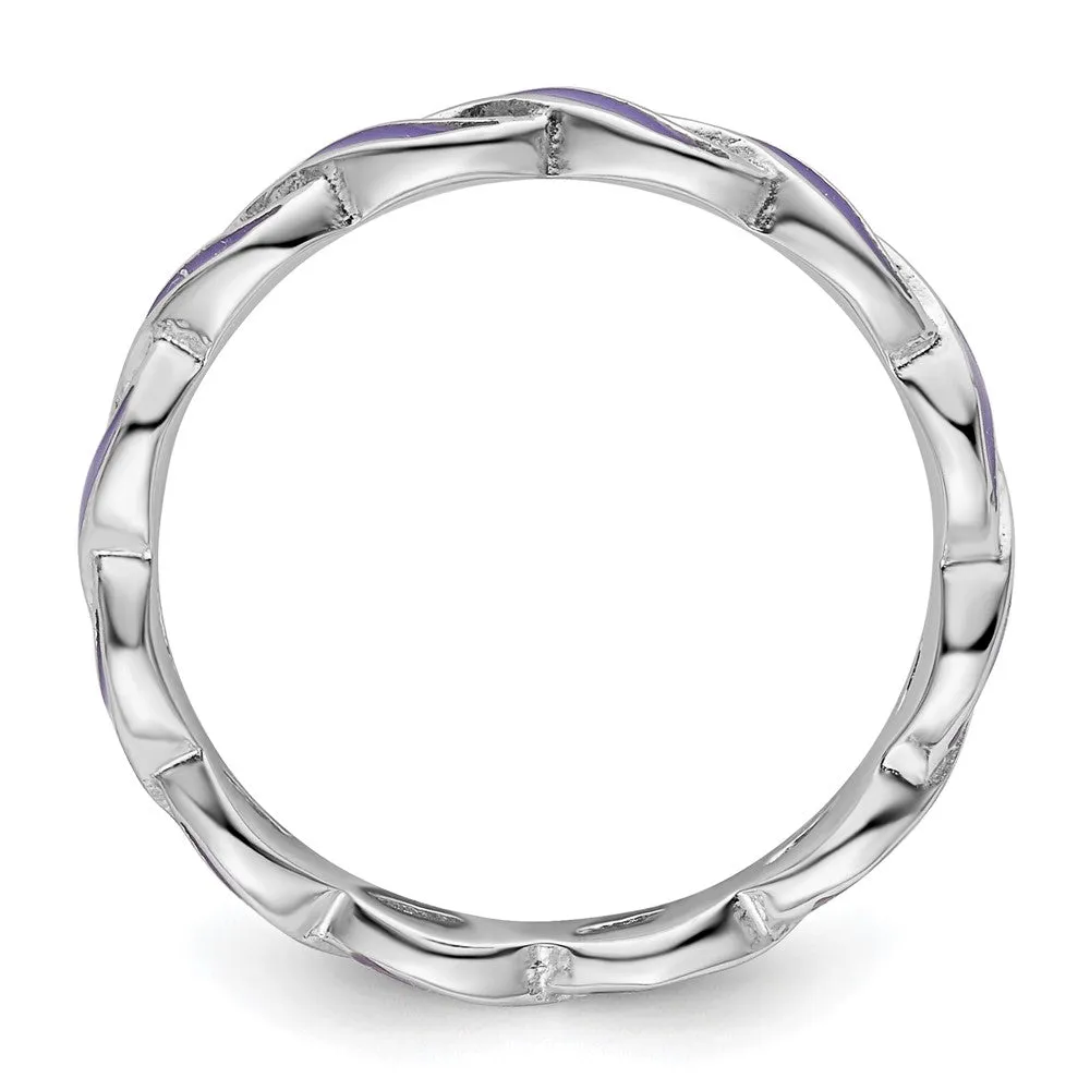 Stackable Expressions Purple Enamel Ring in Sterling Silver