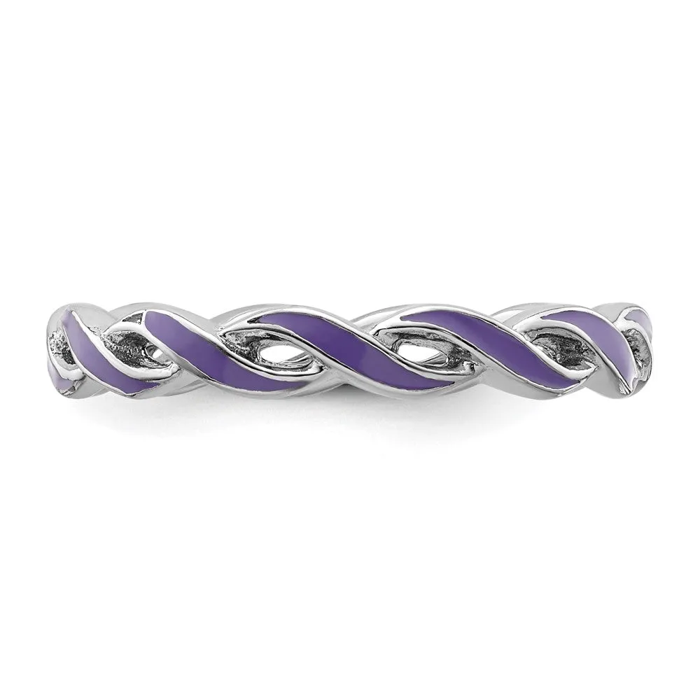 Stackable Expressions Purple Enamel Ring in Sterling Silver