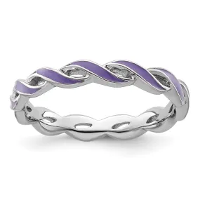 Stackable Expressions Purple Enamel Ring in Sterling Silver