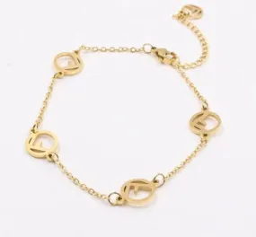 Stainless Steel Bracelets Exquisite Elegant Hollow F Letter Charm Chain Trendy Bracelet For Women X4493220