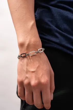 Stainless Steel Industrial Chain Link Bracelet - Silver