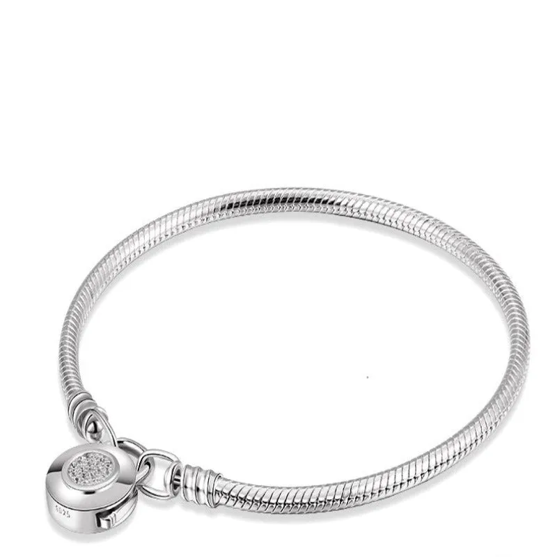 Sterling Silver Chain Charm Women Jewelry Bracelet