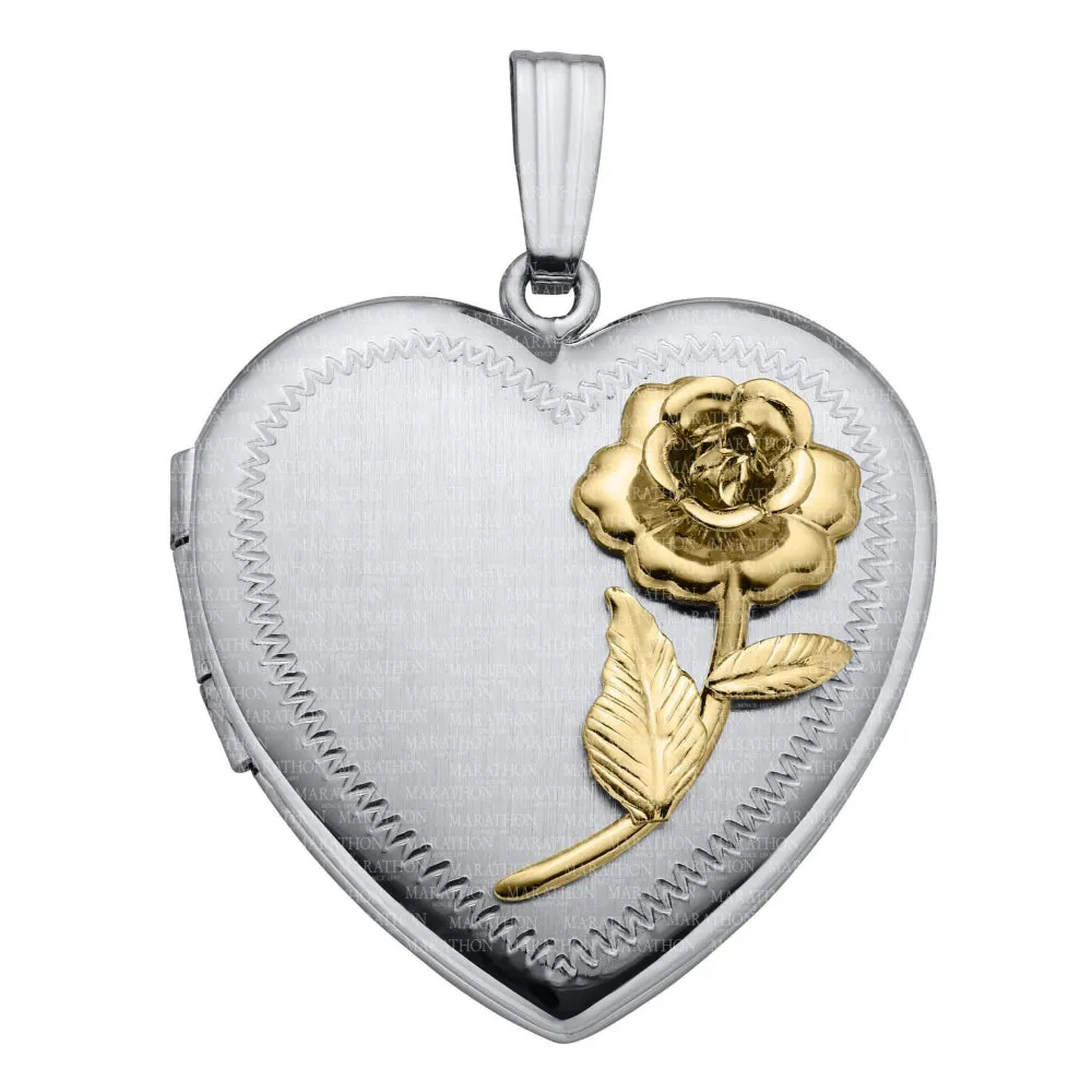 Sterling Silver Heart Locket with Flower Pendant Necklace