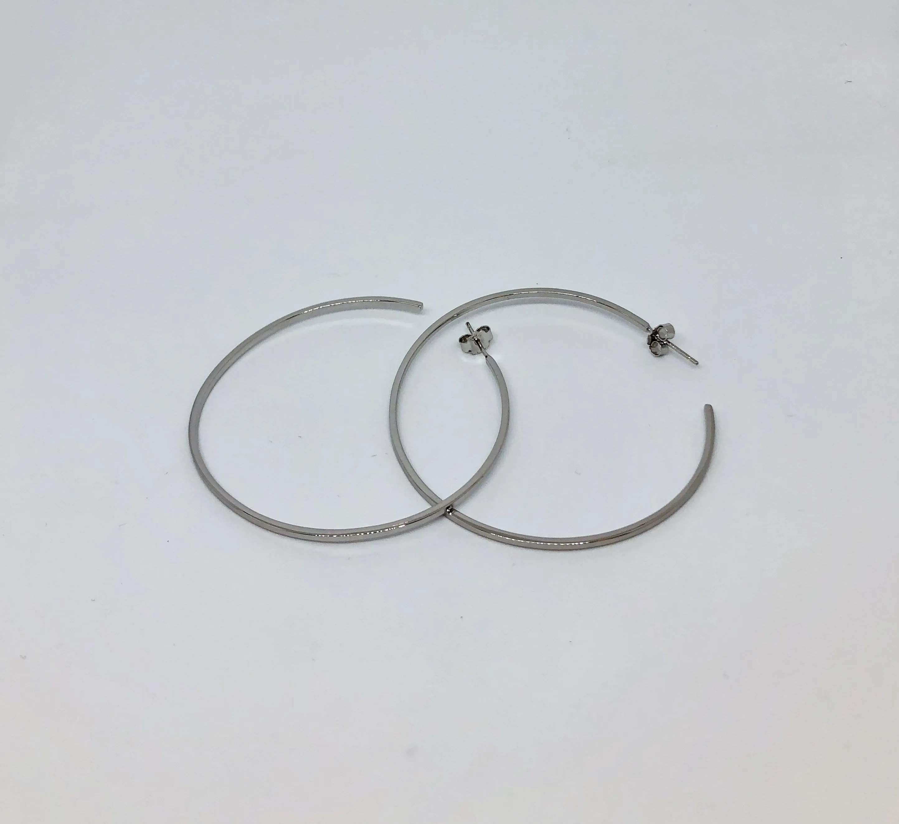 Supreme Silver Hoop Earring 50mm - EKP003