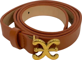 Tan Faux Leather Belt with Gold Buckle One Size