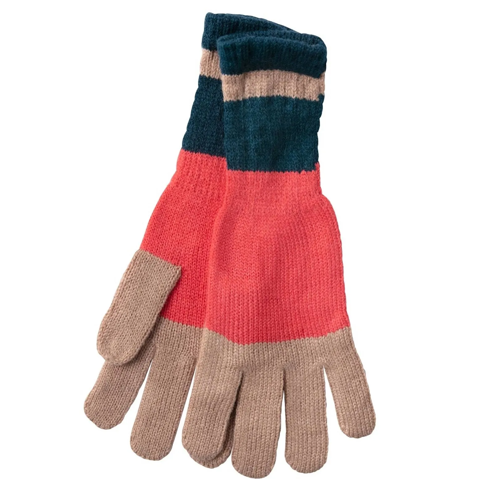 Tan Paddington Stripe Knit Gloves