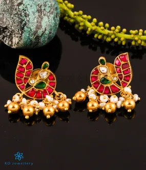 The Mandira Silver Peacock Kundan Earrings