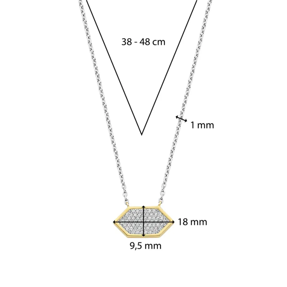 Ti Sento Geometric Pave Pendant Necklace