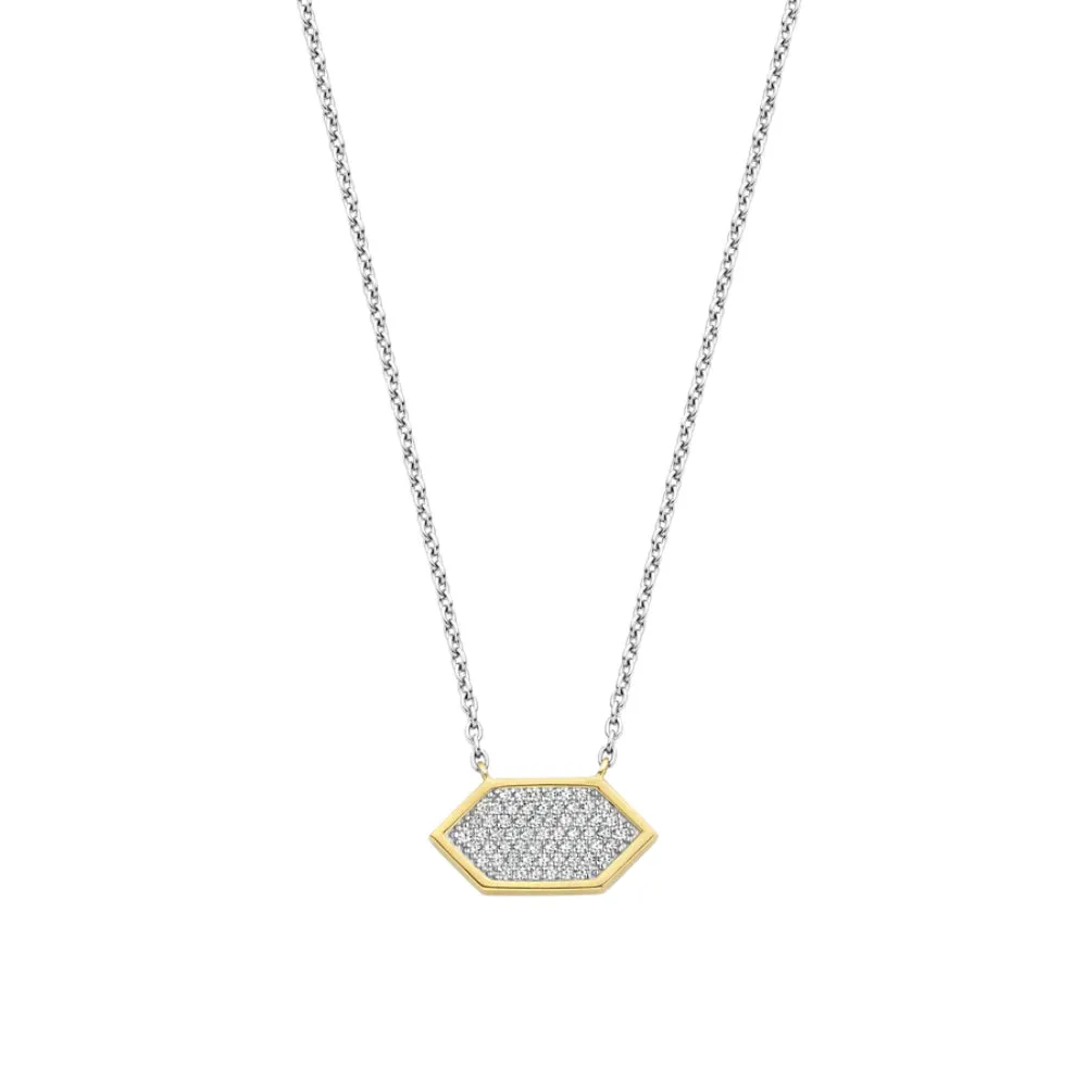 Ti Sento Geometric Pave Pendant Necklace