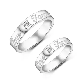 Together Forever Silver Matching Couple Rings Set