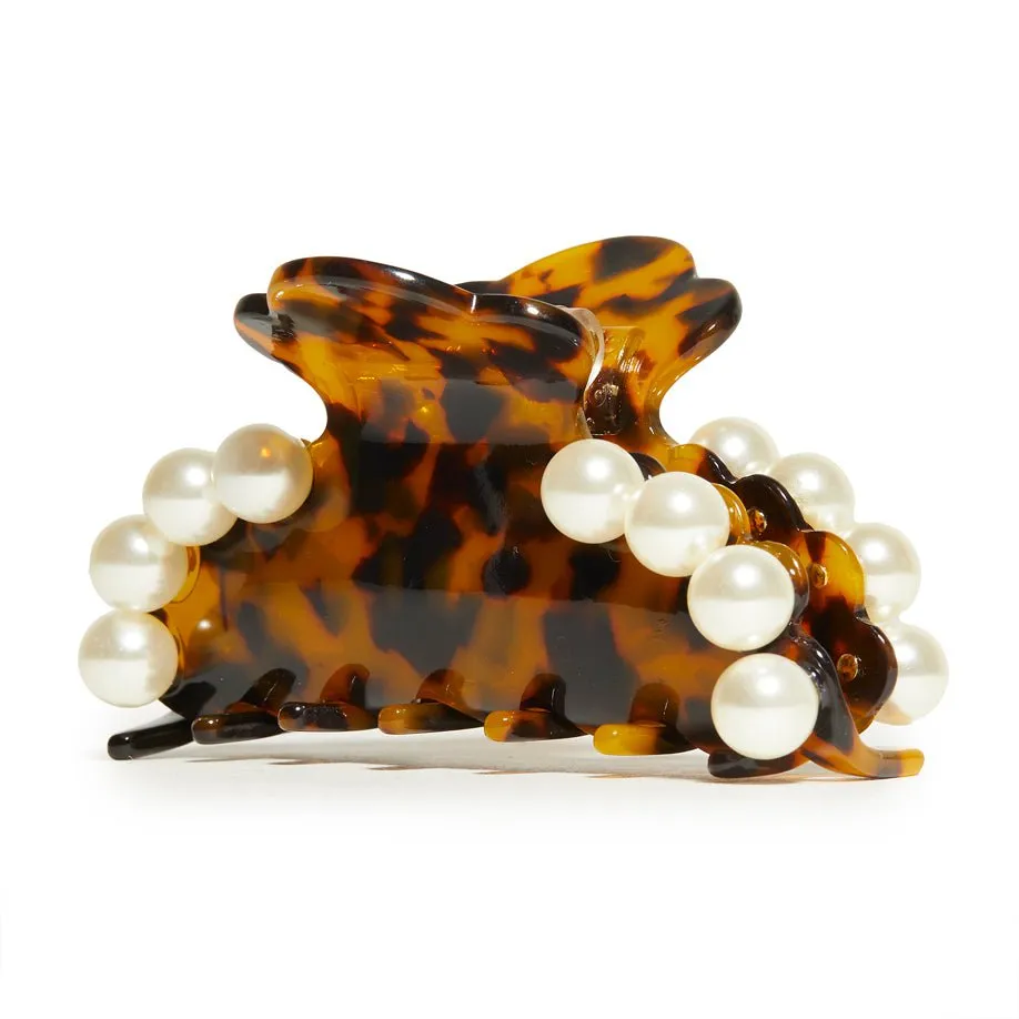 TORTOISE MEDIUM PEARL CLAW CLIP