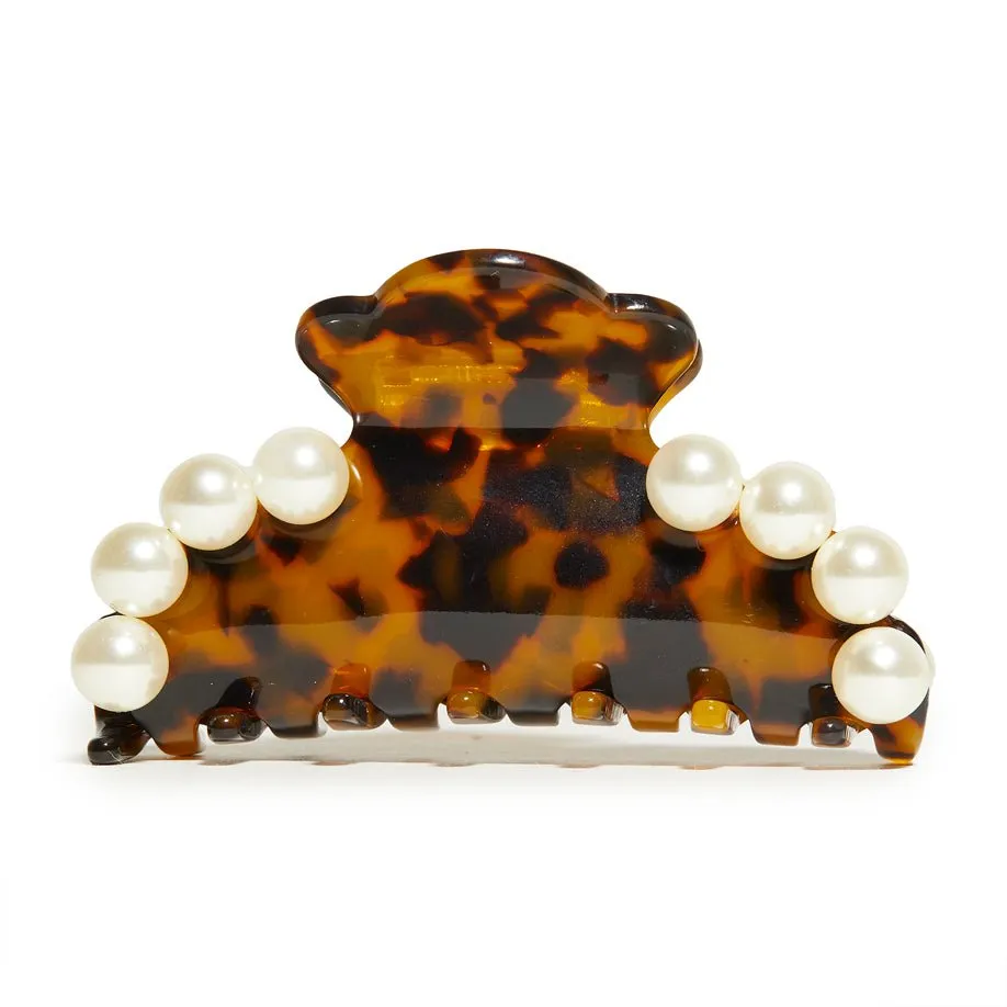 TORTOISE MEDIUM PEARL CLAW CLIP