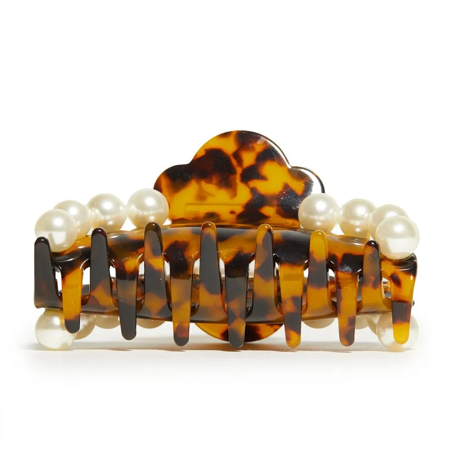 TORTOISE MEDIUM PEARL CLAW CLIP