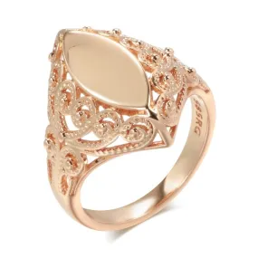 Unique Pattern Rhombus Ring - 585 Rose Gold