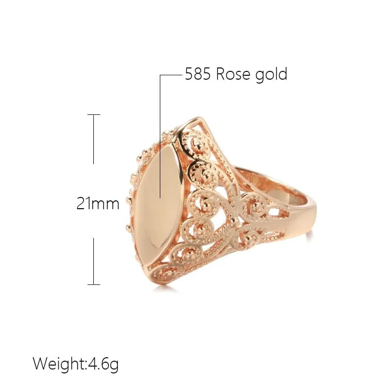 Unique Pattern Rhombus Ring - 585 Rose Gold