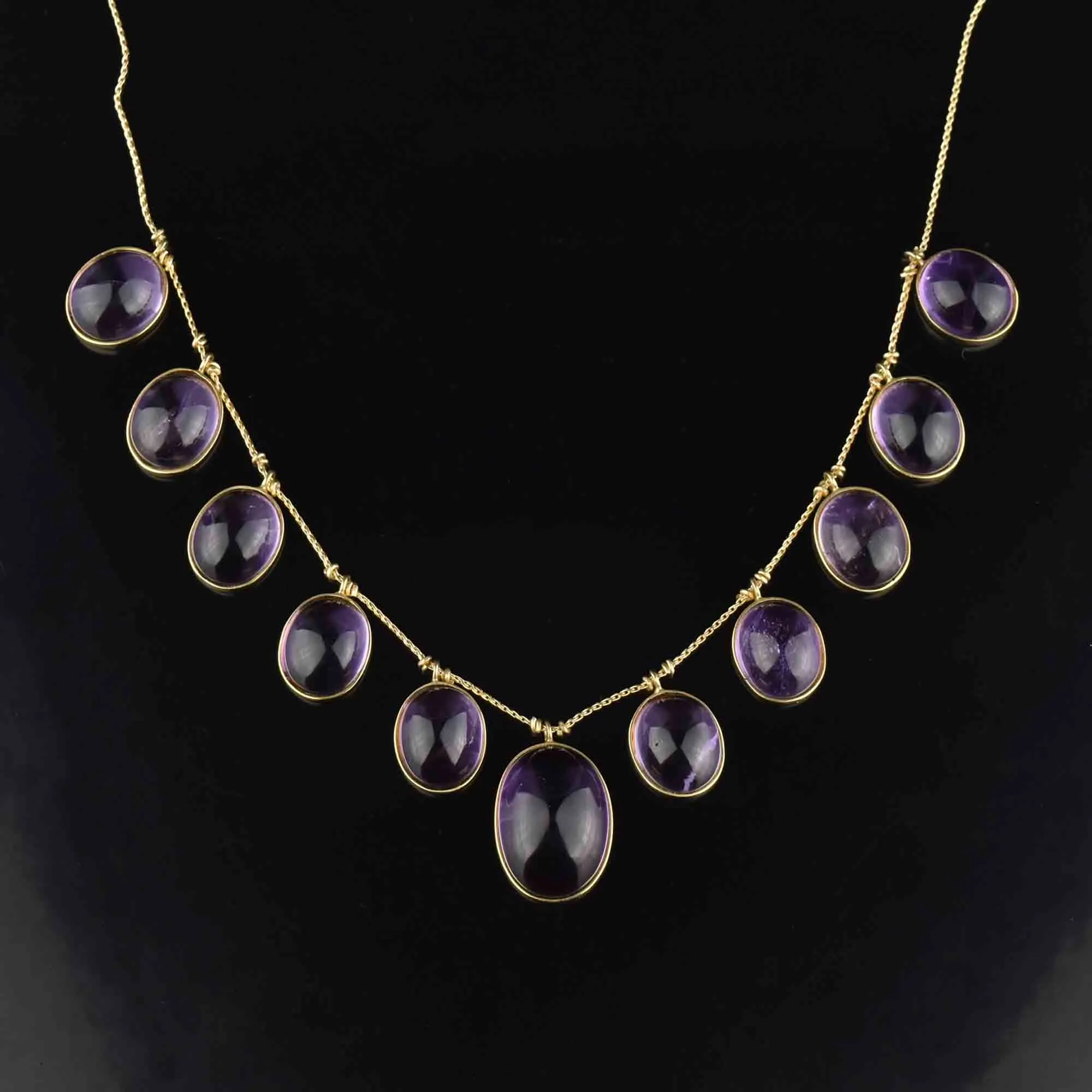 Vintage 14K Gold 70 CTW Amethyst Fringe Necklace